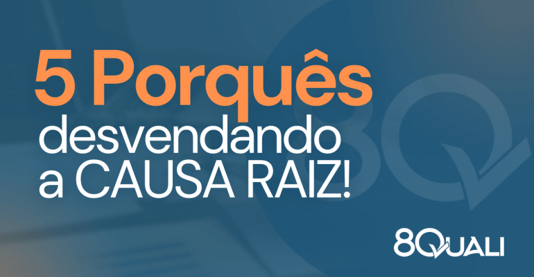 Imagem com o título laranja "5 Porquês" e o subtítulo "o que é e como aplicar para encontrar a causa raiz" em branco.