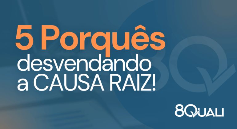 Imagem com o título laranja "5 Porquês" e o subtítulo "o que é e como aplicar para encontrar a causa raiz" em branco.