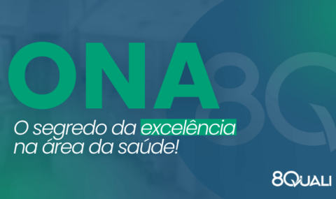 Banner azul com a seguinte frase escrita em verde claro: "Acreditação ONA: o segredo para excelência na área da saúde"