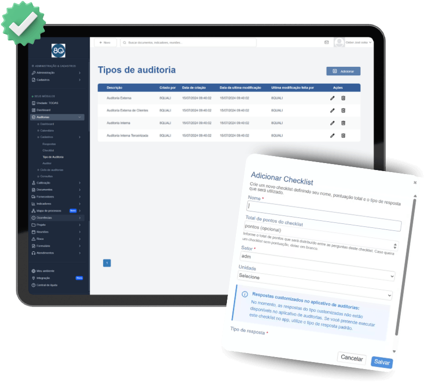 Software para Gestão de Auditorias | Configuração